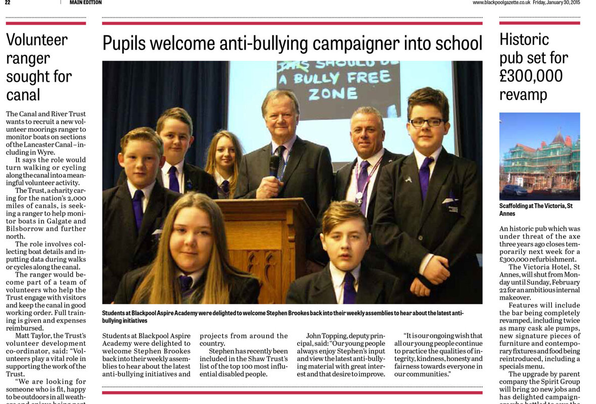 Image of Pupils welcome anti-bullying campaigner