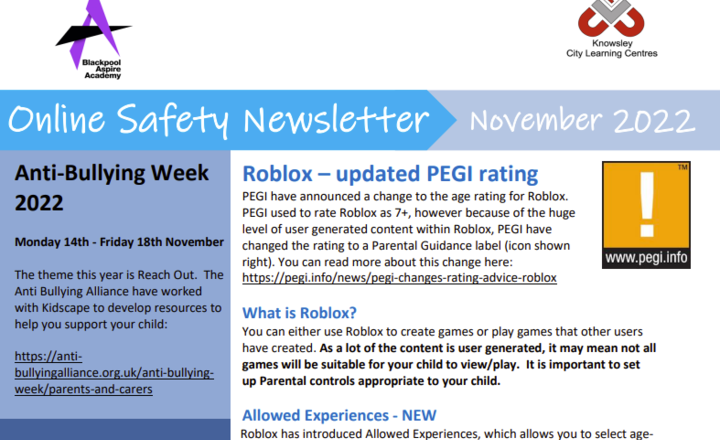 Image of Online Safety Newsletter - Nov22